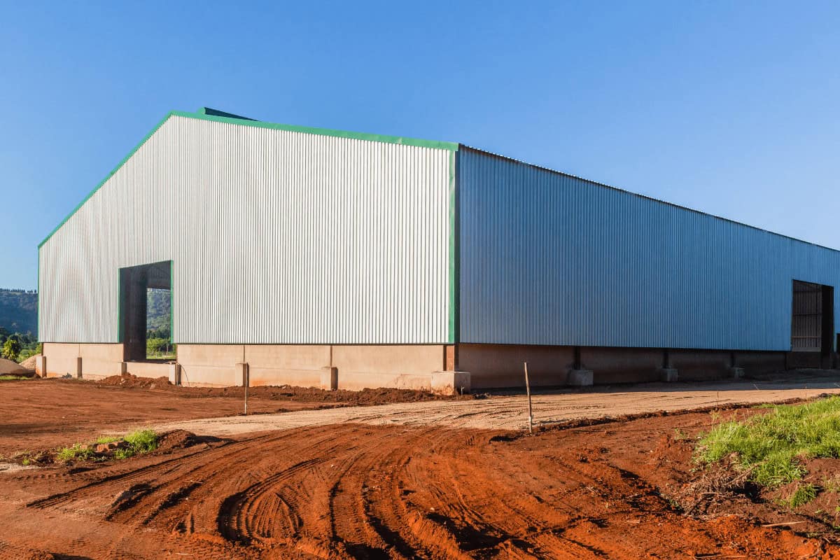 Cornerstone Metals warehouse built with strong metal roofing panels, showing a sturdy and useful industrial building.